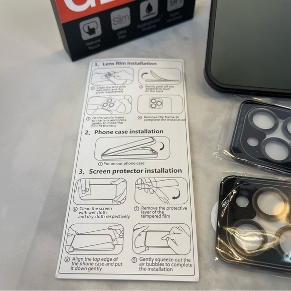 Vacuas-CI Screen/lens Protector Kit Glass 3 Pack for iPhone 15 Pro 6.1 Inch - Picture 6 of 8